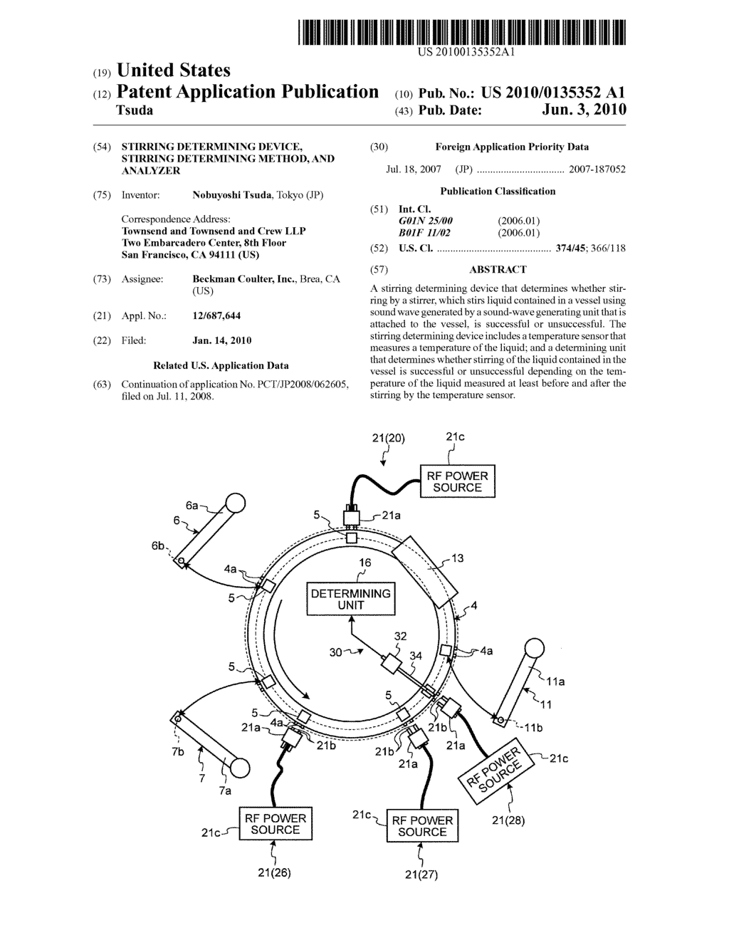 STIRRING DETERMINING DEVICE, STIRRING DETERMINING METHOD, AND ANALYZER - diagram, schematic, and image 01