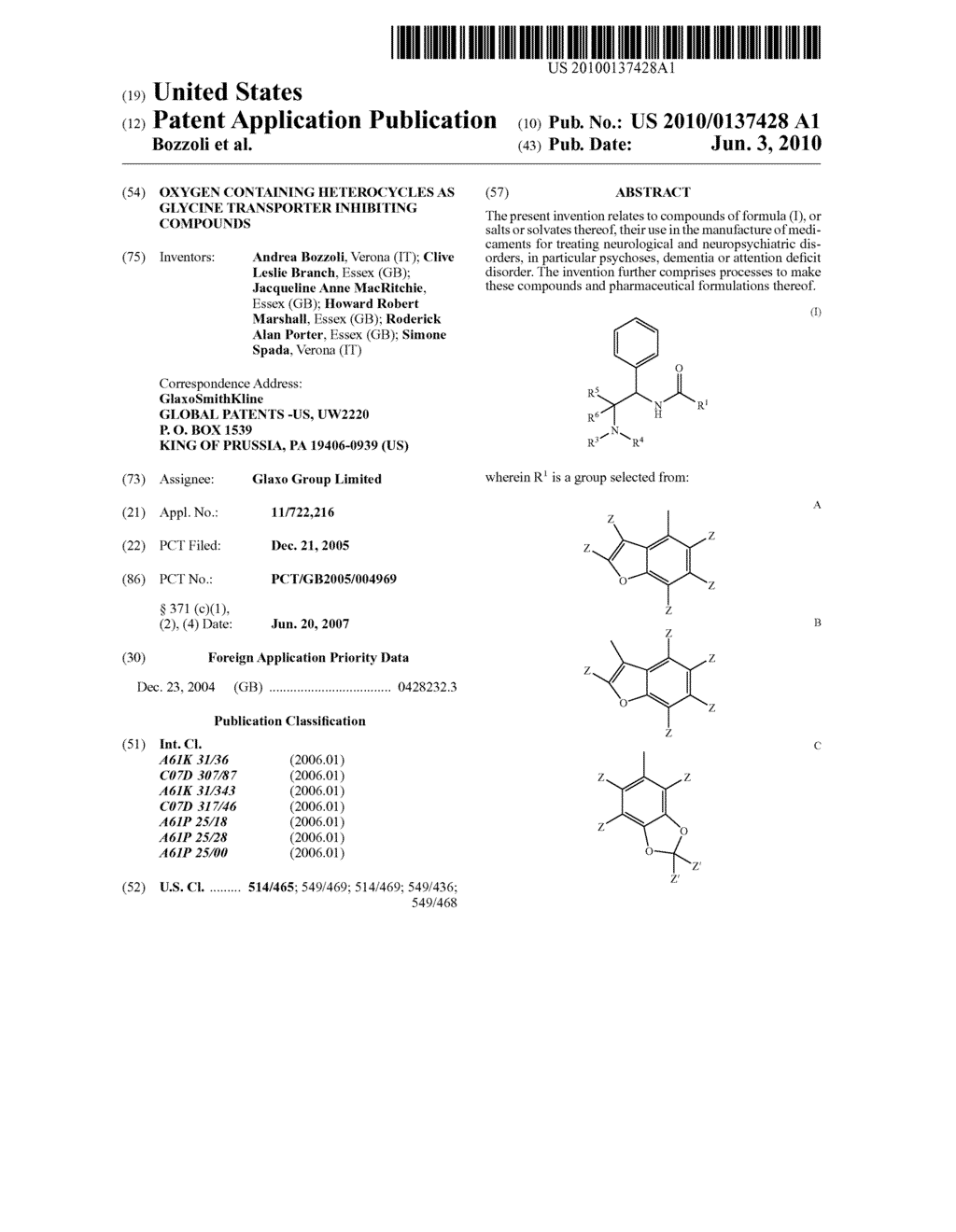 OXYGEN CONTAINING HETEROCYCLES AS GLYCINE TRANSPORTER INHIBITING COMPOUNDS - diagram, schematic, and image 01