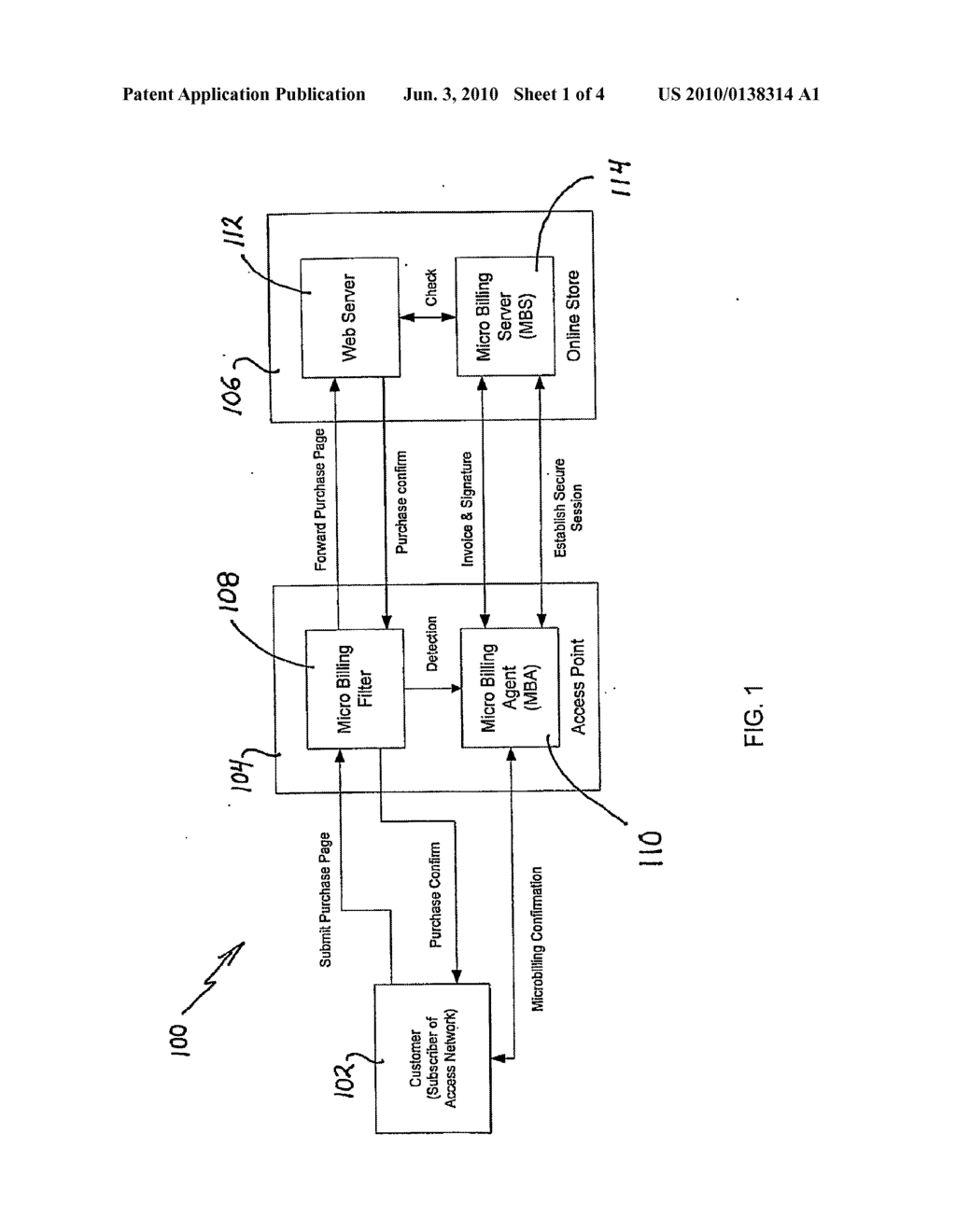 METHOD FOR PROVIDING MICRO BILLING FOR GENERIC INTERNET SERVICE IN AN ACCESS NETWORK - diagram, schematic, and image 02