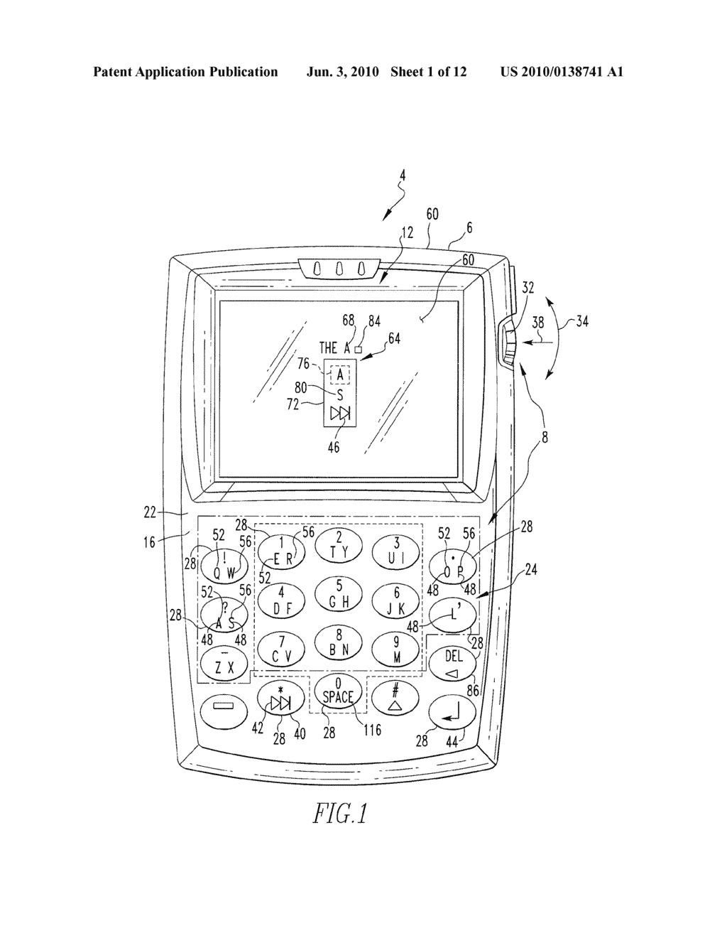 Handheld Electronic Device With Text Disambiguation Allowing Dynamic Expansion of Input Key Associations - diagram, schematic, and image 02