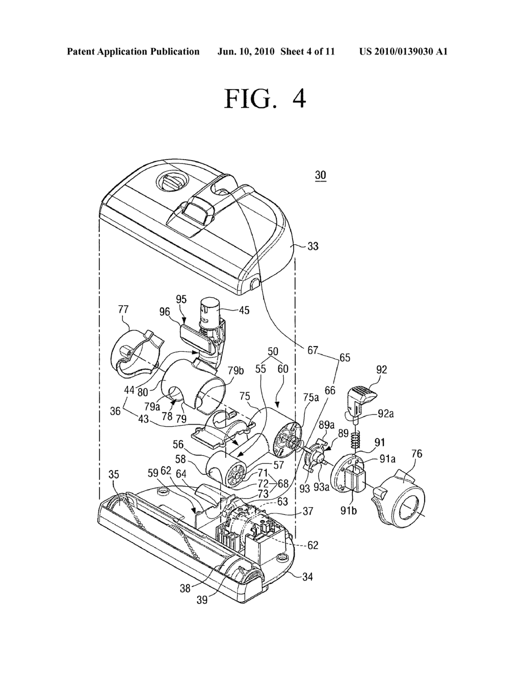 Vacuum cleaner for using in both upright form and canister form - diagram, schematic, and image 05