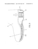 Shoe sole with air ventilation device diagram and image