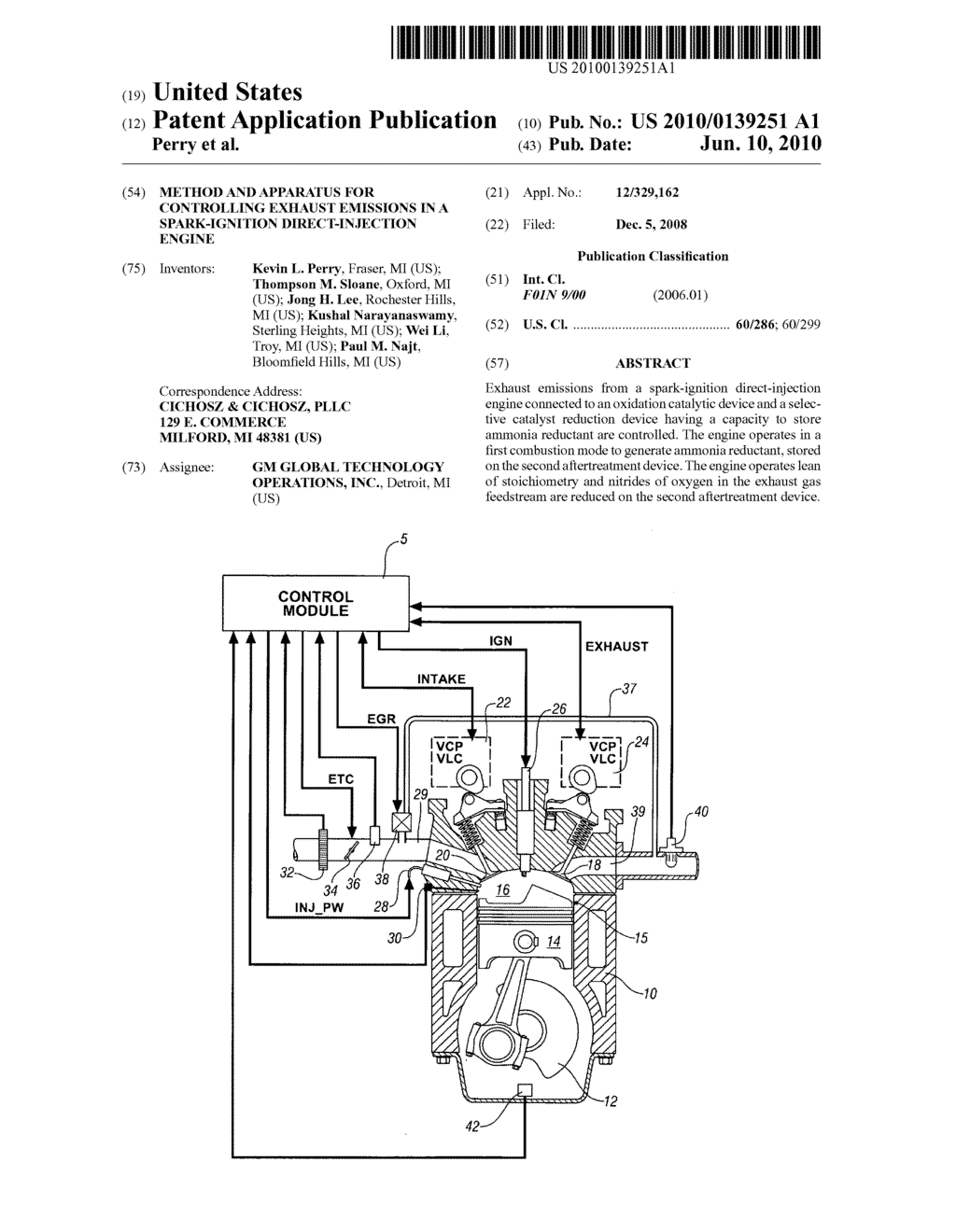 METHOD AND APPARATUS FOR CONTROLLING EXHAUST EMISSIONS IN A SPARK-IGNITION DIRECT-INJECTION ENGINE - diagram, schematic, and image 01