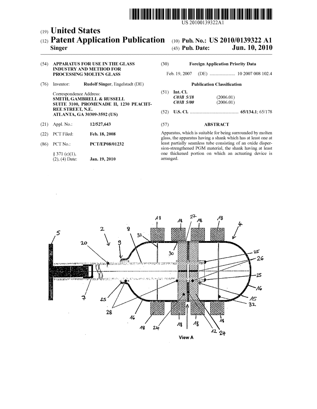 APPARATUS FOR USE IN THE GLASS INDUSTRY AND METHOD FOR PROCESSING MOLTEN GLASS - diagram, schematic, and image 01