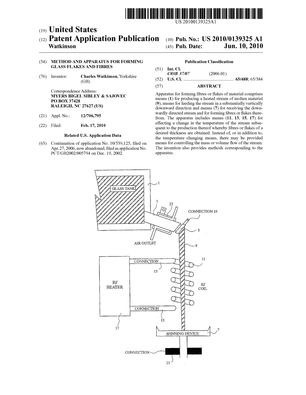 Method and Apparatus for Forming Glass Flakes and Fibres - diagram, schematic, and image 01