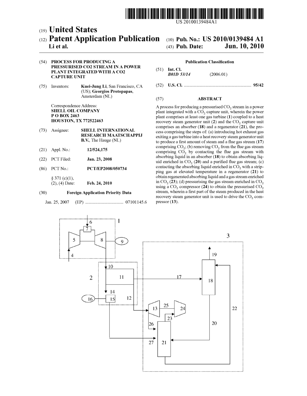 PROCESS FOR PRODUCING A PRESSURISED CO2 STREAM IN A POWER PLANT INTEGRATED WITH A CO2 CAPTURE UNIT - diagram, schematic, and image 01