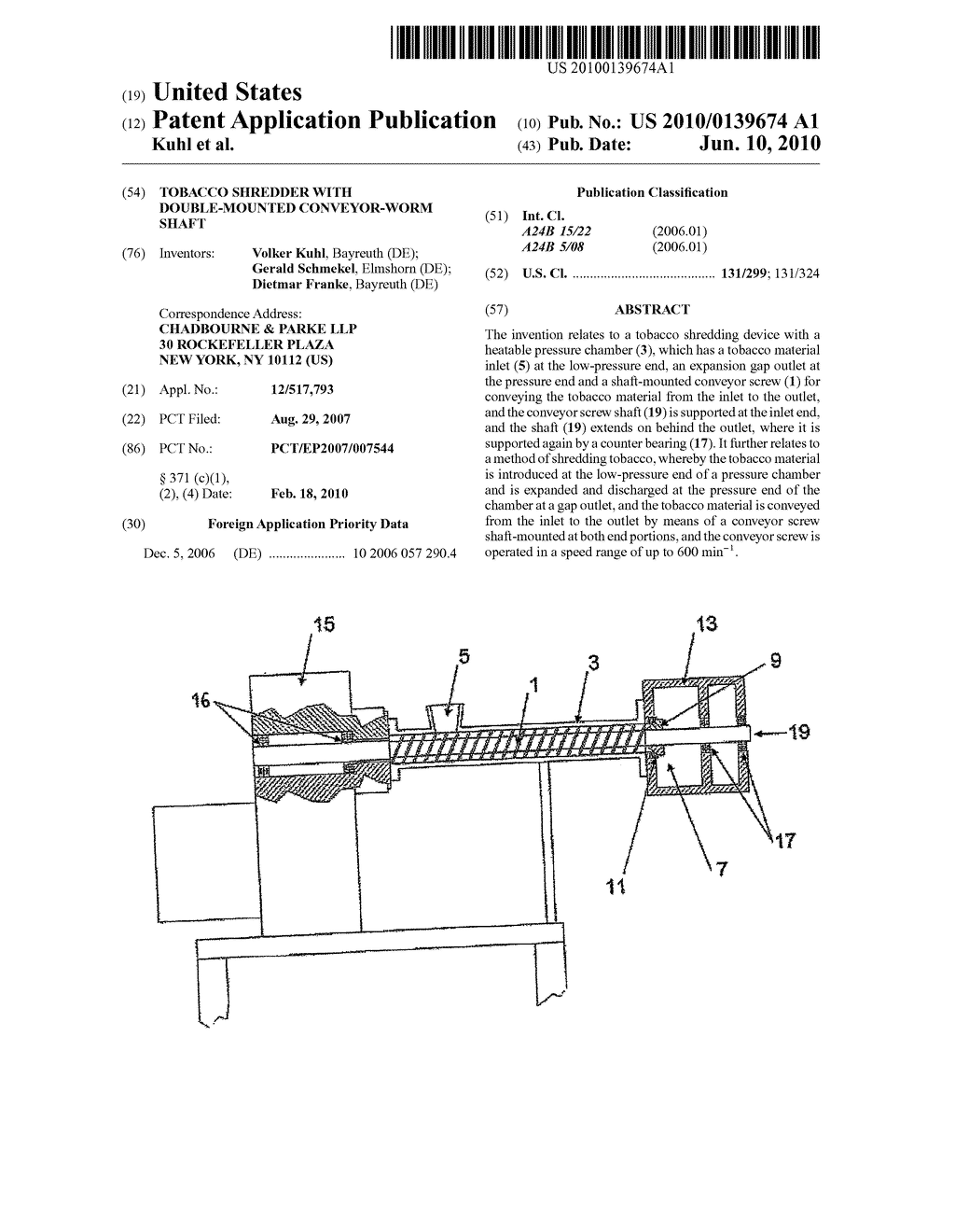 Tobacco Shredder With Double-Mounted Conveyor-Worm Shaft - diagram, schematic, and image 01