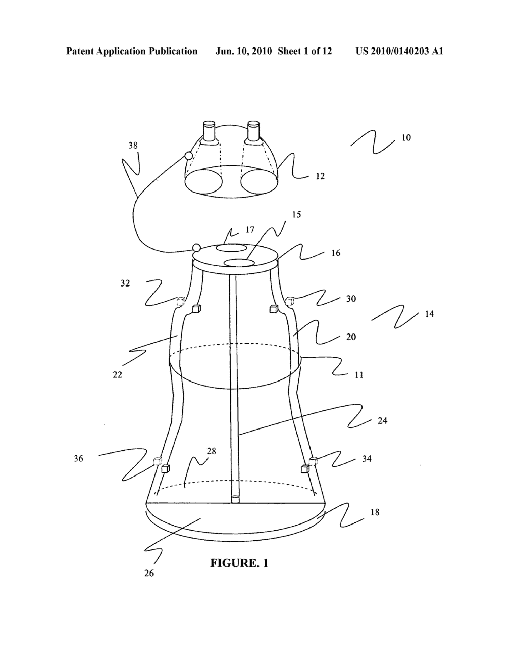 Skeleton structure bottle with removable chambers and method of manufacturing the same - diagram, schematic, and image 02