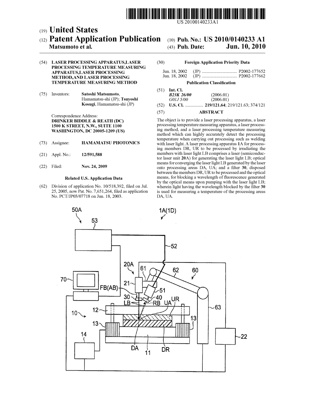 Laser processing apparatus,laser processing temperature measuring apparatus,laser processing method,and laser processing temperature measuring method - diagram, schematic, and image 01