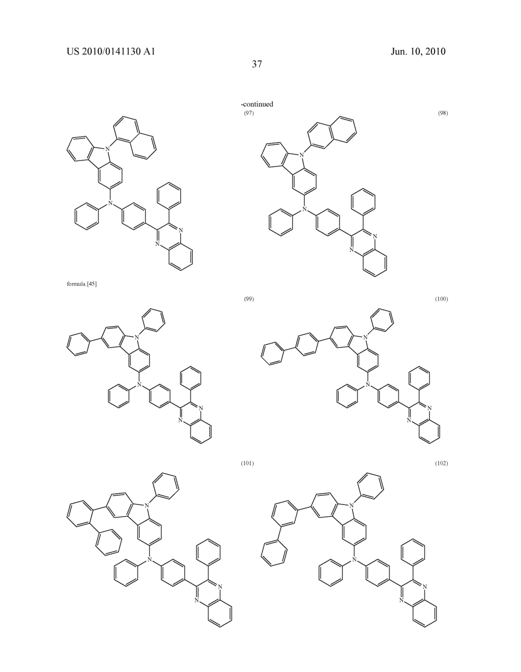 QUINOXALINE DERIVATIVE, AND LIGHT-EMITTING ELEMENT, LIGHT-EMITTING DEVICE, ELECTRONIC DEVICE USING THE QUINOXALINE DERIVATIVE - diagram, schematic, and image 114