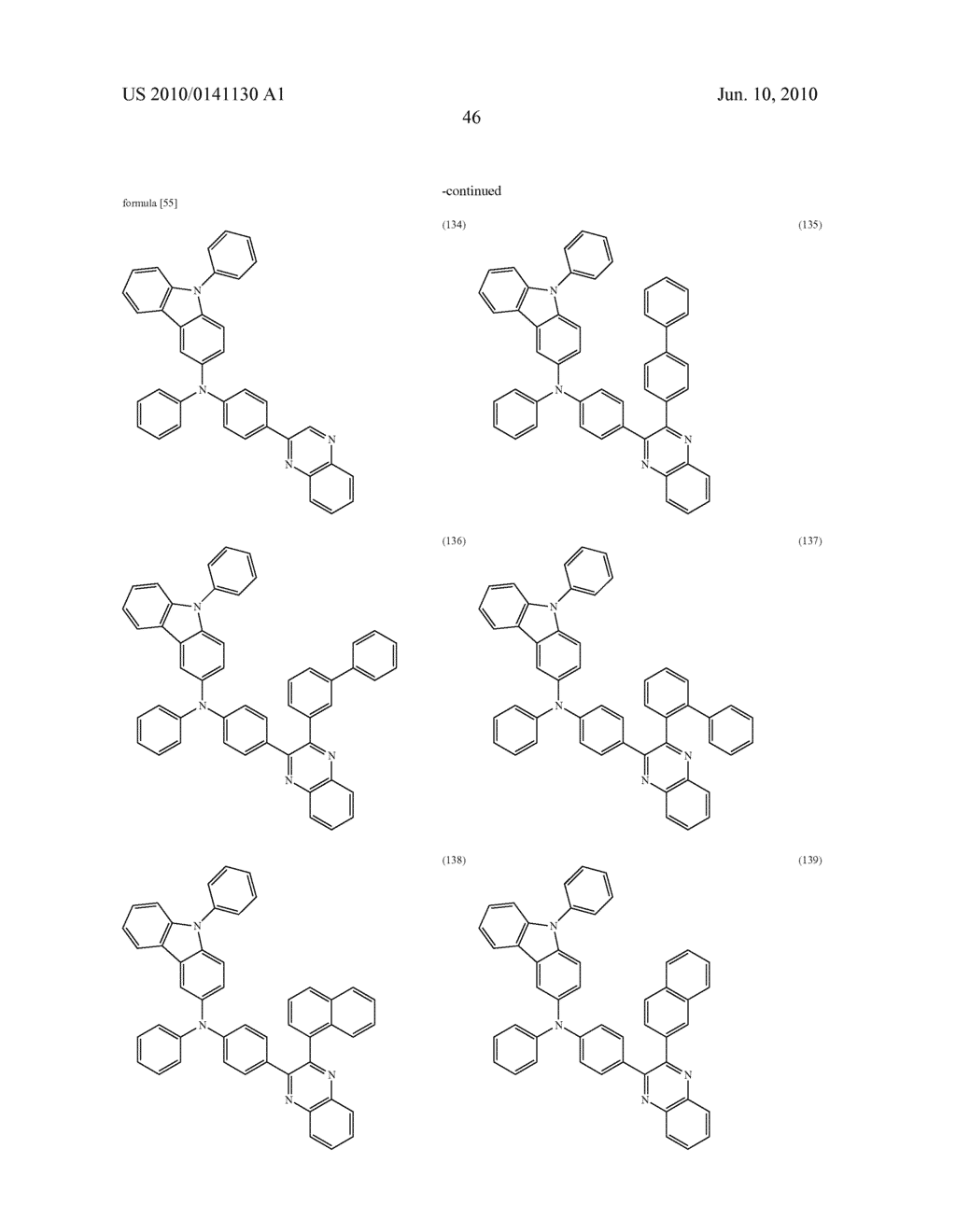 QUINOXALINE DERIVATIVE, AND LIGHT-EMITTING ELEMENT, LIGHT-EMITTING DEVICE, ELECTRONIC DEVICE USING THE QUINOXALINE DERIVATIVE - diagram, schematic, and image 123