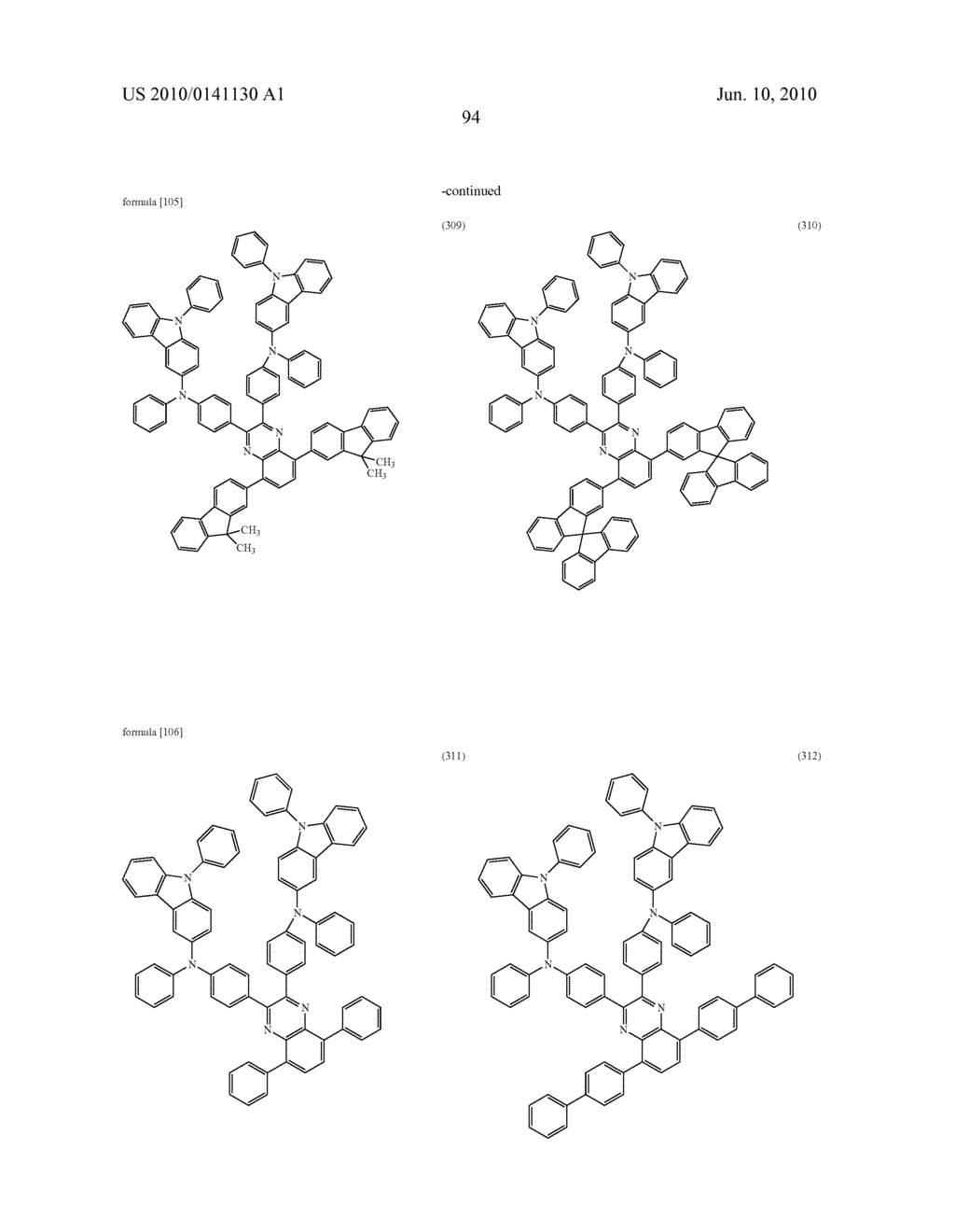 QUINOXALINE DERIVATIVE, AND LIGHT-EMITTING ELEMENT, LIGHT-EMITTING DEVICE, ELECTRONIC DEVICE USING THE QUINOXALINE DERIVATIVE - diagram, schematic, and image 170