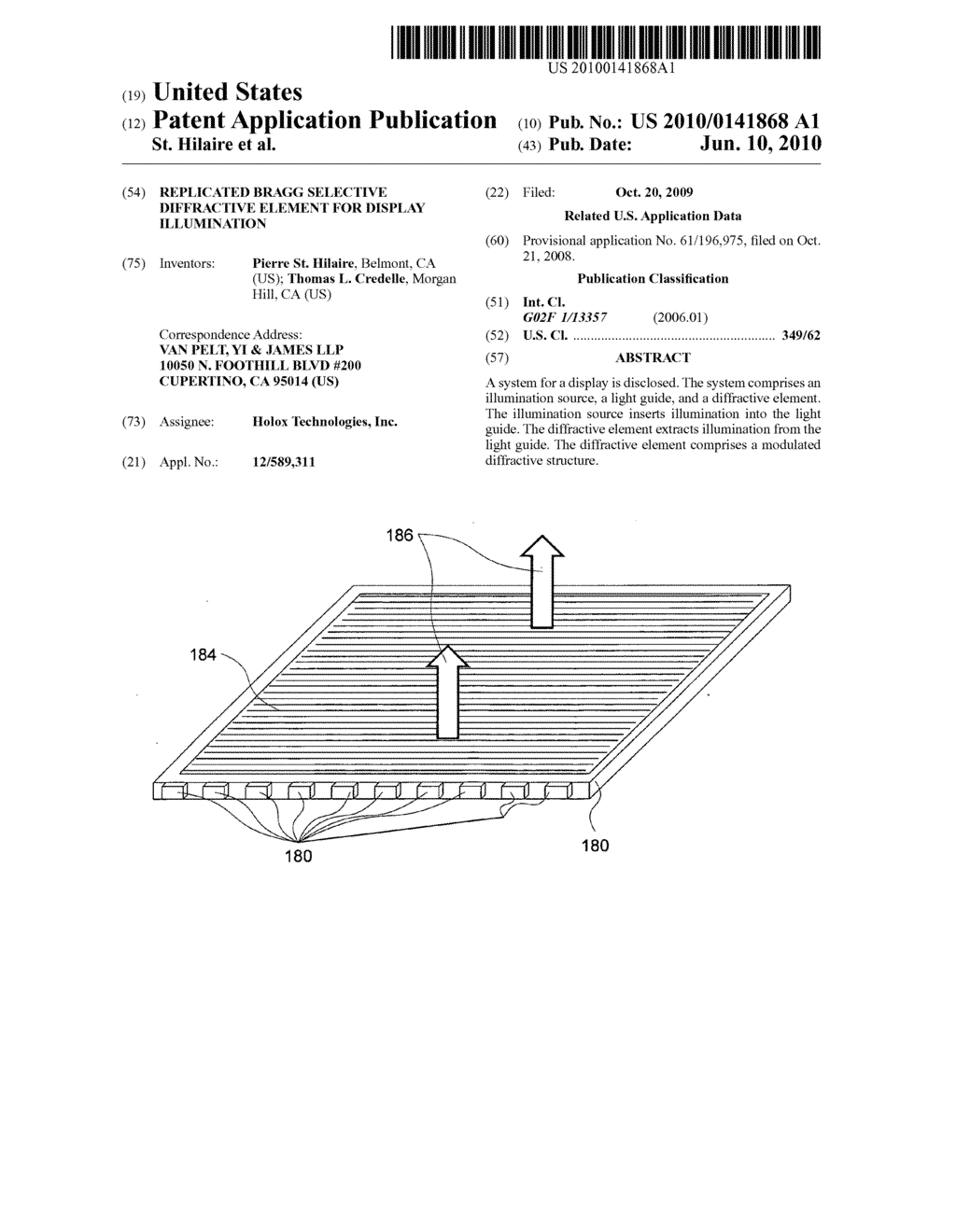 Replicated bragg selective diffractive element for display illumination - diagram, schematic, and image 01