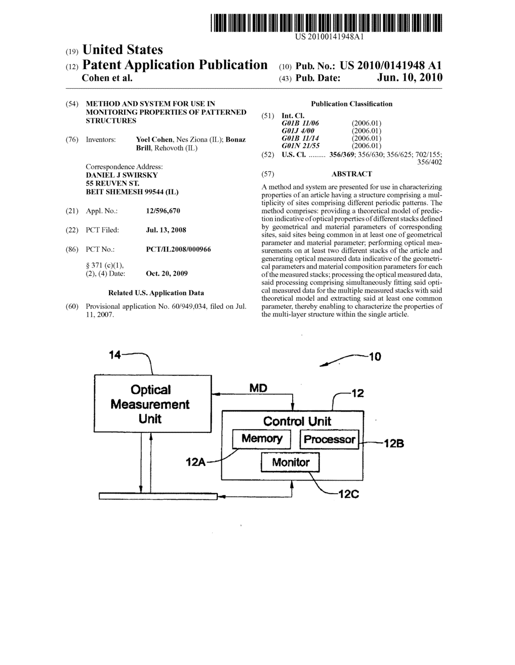 METHOD AND SYSTEM FOR USE IN MONITORING PROPERTIES OF PATTERNED STRUCTURES - diagram, schematic, and image 01