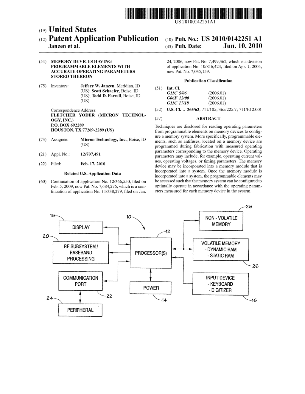 MEMORY DEVICES HAVING PROGRAMMABLE ELEMENTS WITH ACCURATE OPERATING PARAMETERS STORED THEREON - diagram, schematic, and image 01