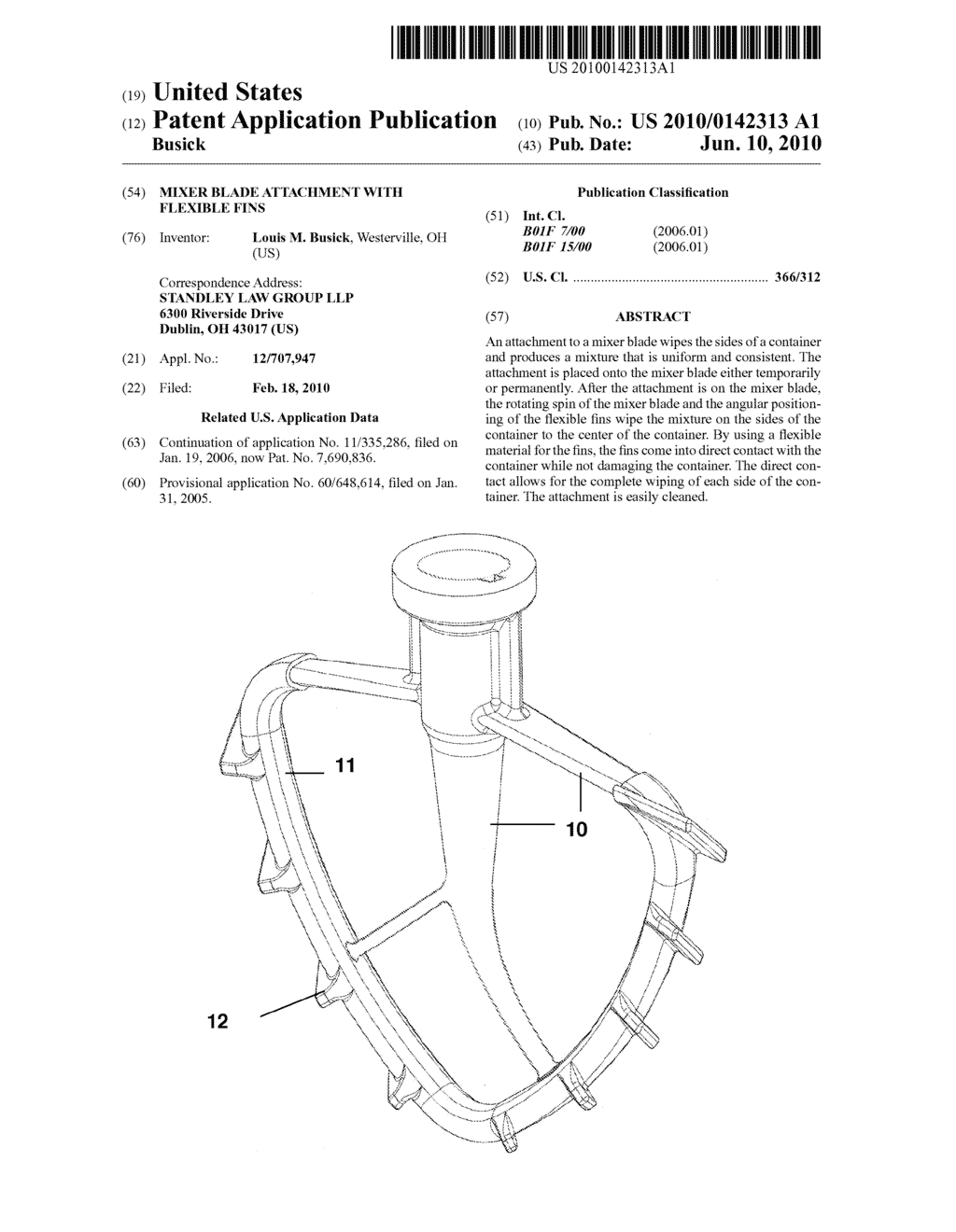 MIXER BLADE ATTACHMENT WITH FLEXIBLE FINS - diagram, schematic, and image 01