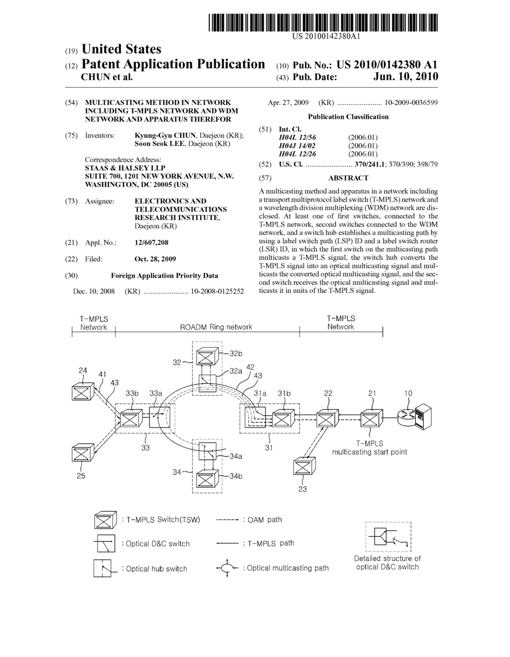 MULTICASTING METHOD IN NETWORK INCLUDING T-MPLS NETWORK AND WDM NETWORK AND APPARATUS THEREFOR - diagram, schematic, and image 01