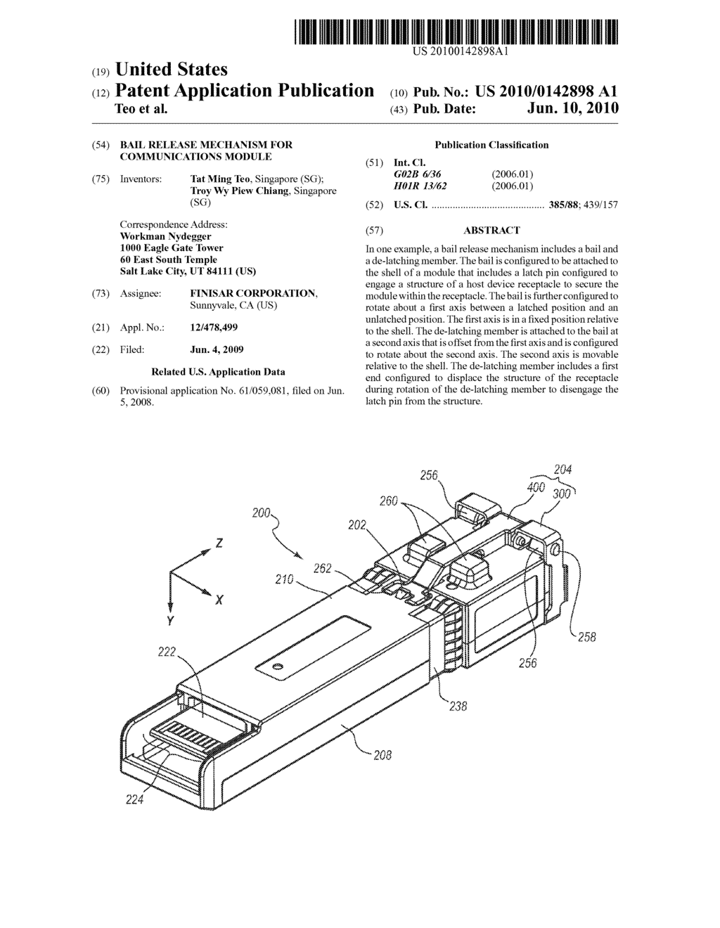 BAIL RELEASE MECHANISM FOR COMMUNICATIONS MODULE - diagram, schematic, and image 01