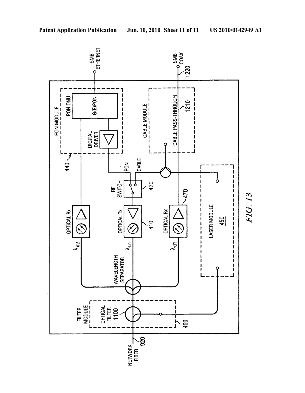 Smart RF over glasss (RFoG) CPE unit with seamless PON upgrade capability - diagram, schematic, and image 12