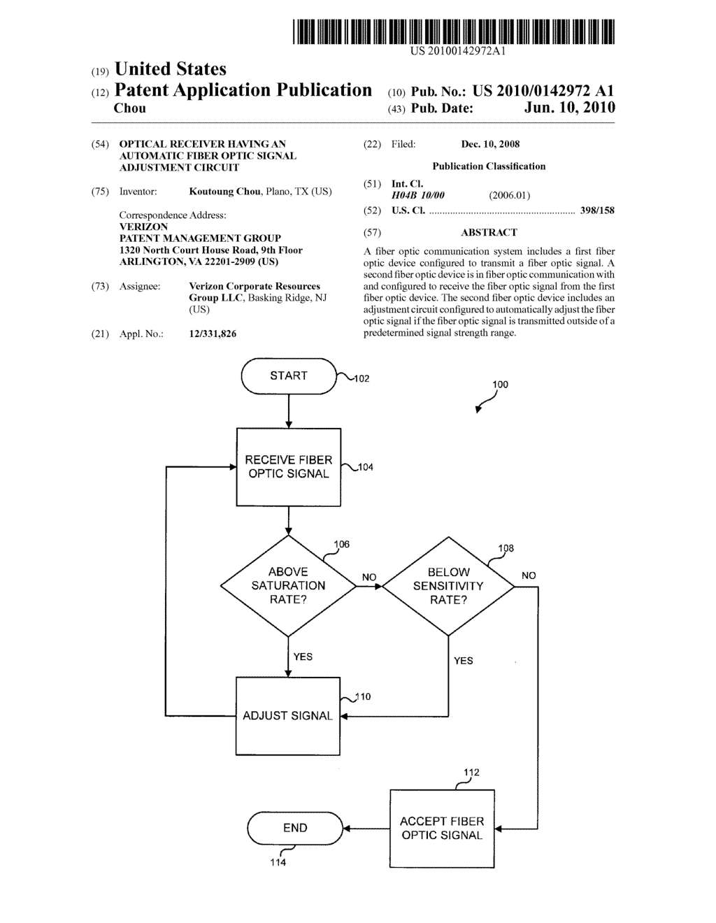 OPTICAL RECEIVER HAVING AN AUTOMATIC FIBER OPTIC SIGNAL ADJUSTMENT CIRCUIT - diagram, schematic, and image 01