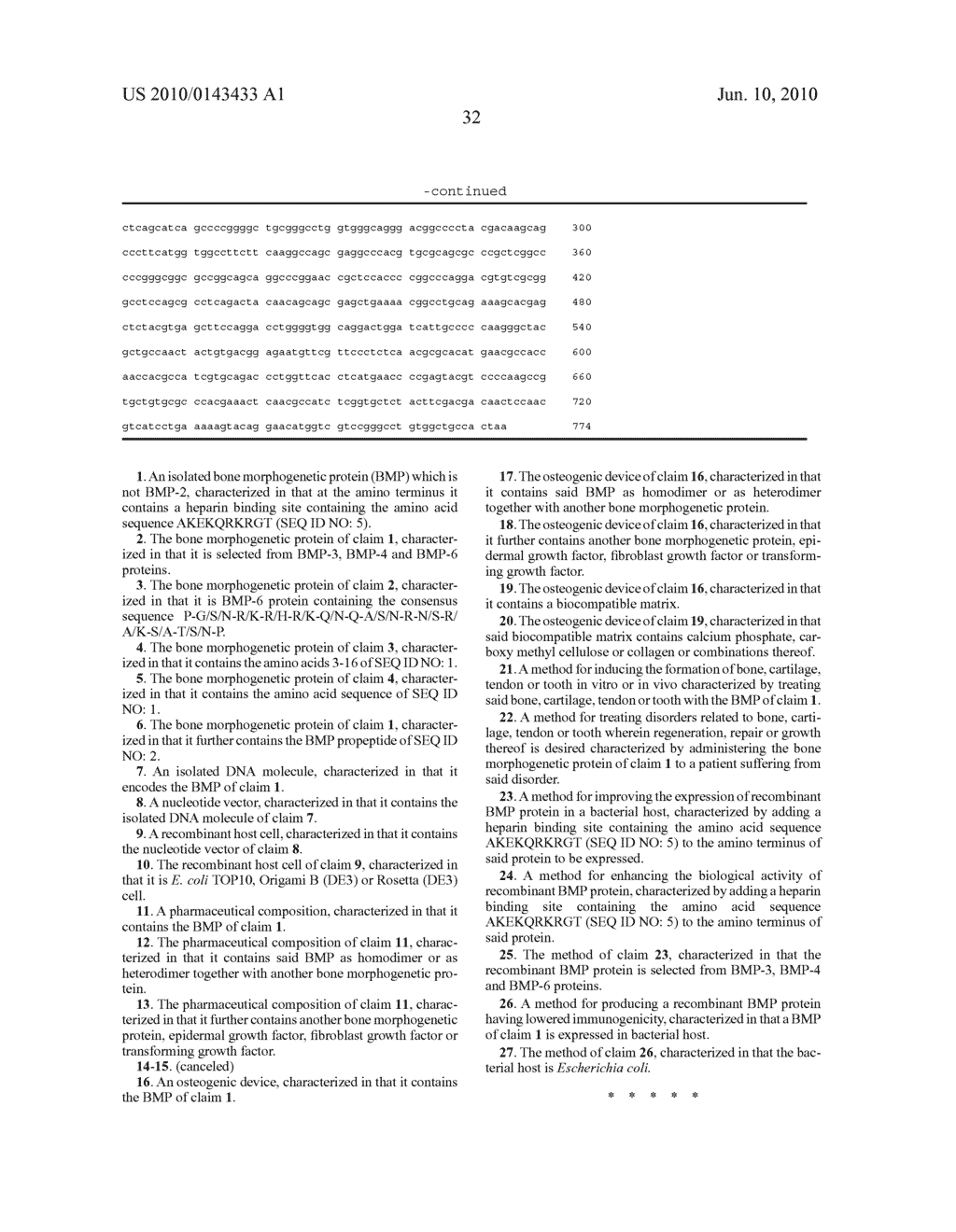 Bone morphogenetic proteins containing a heparin binding site and osteogenic devices and pharmaceutical products containing thereof - diagram, schematic, and image 46