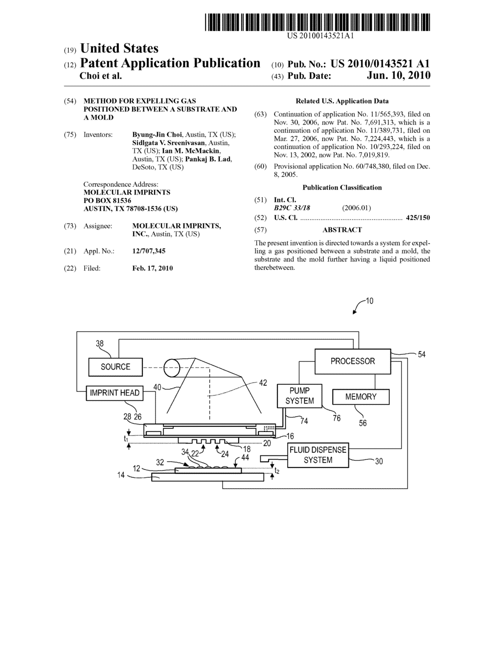 Method for Expelling Gas Positioned Between a Substrate and a Mold - diagram, schematic, and image 01