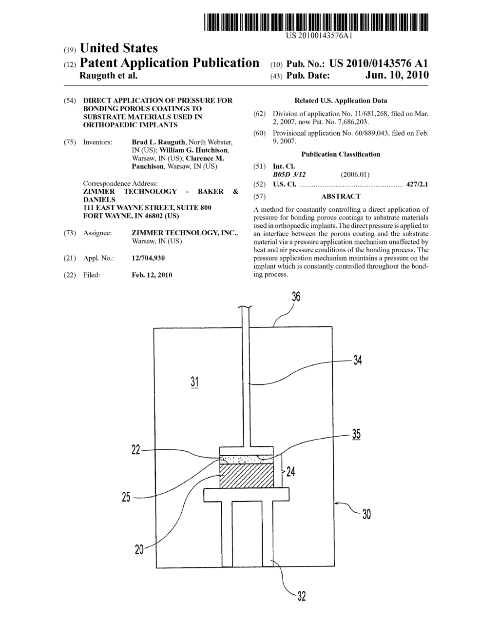 DIRECT APPLICATION OF PRESSURE FOR BONDING POROUS COATINGS TO SUBSTRATE MATERIALS USED IN ORTHOPAEDIC IMPLANTS - diagram, schematic, and image 01