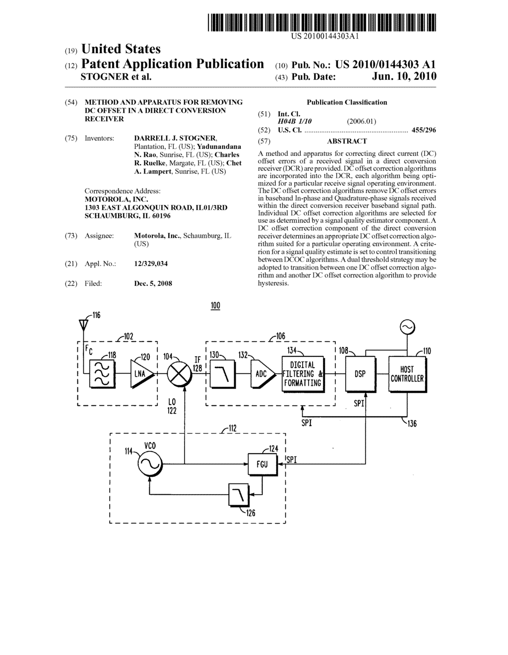 METHOD AND APPARATUS FOR REMOVING DC OFFSET IN A DIRECT CONVERSION RECEIVER - diagram, schematic, and image 01