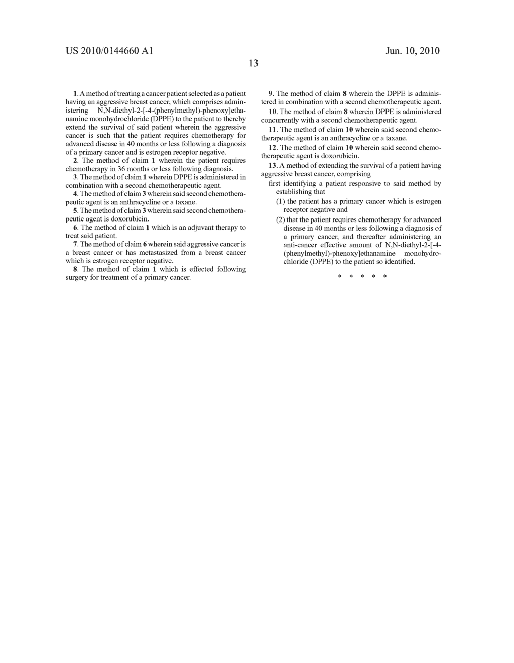 USE OF N,N-DIETHYL-2-[-4-(PHENYLMETHYL)-PHENOXY]ETHANAMINE MONOHYDROCHLORIDE (DPPE) IN CANCER THEREAPY - diagram, schematic, and image 46