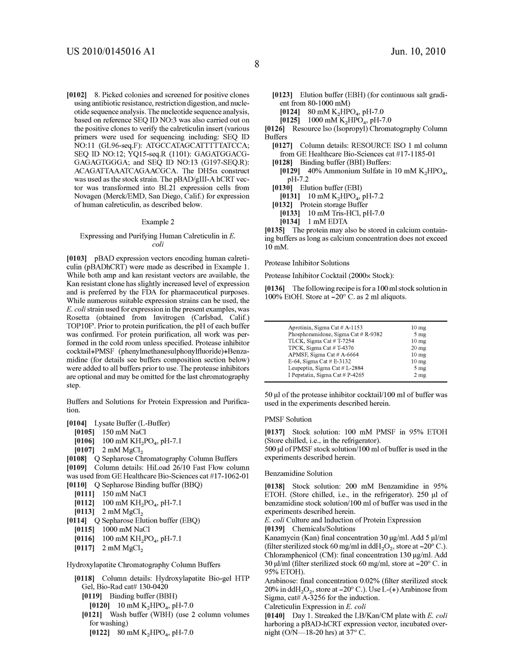 COMPOSITIONS AND METHODS FOR PURIFYING CALRETICULIN - diagram, schematic, and image 18