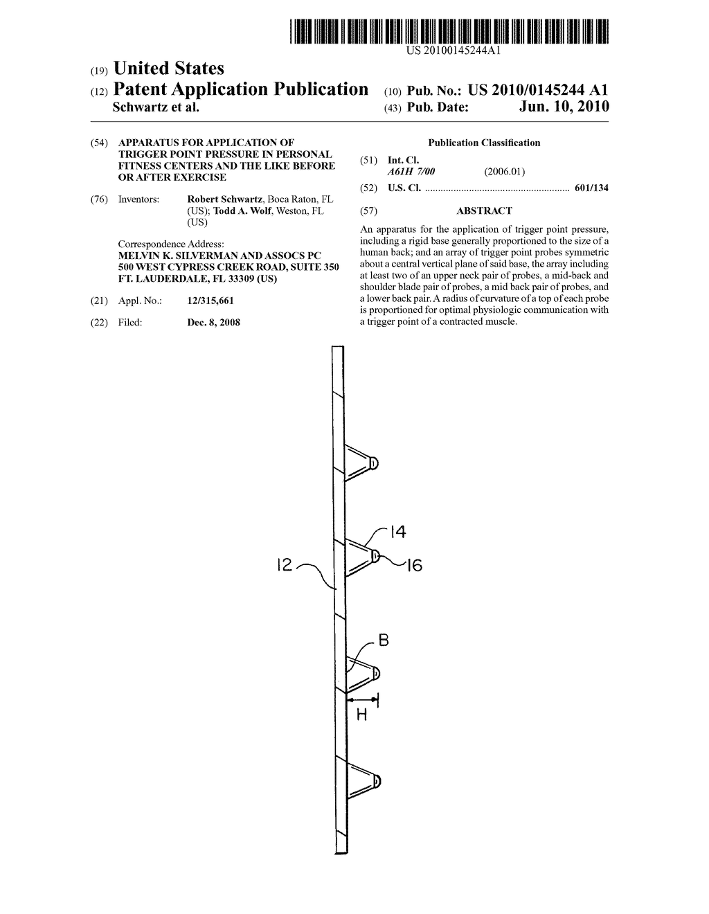 Apparatus for application of trigger point pressure in personal fitness centers and the like before or after exercise - diagram, schematic, and image 01