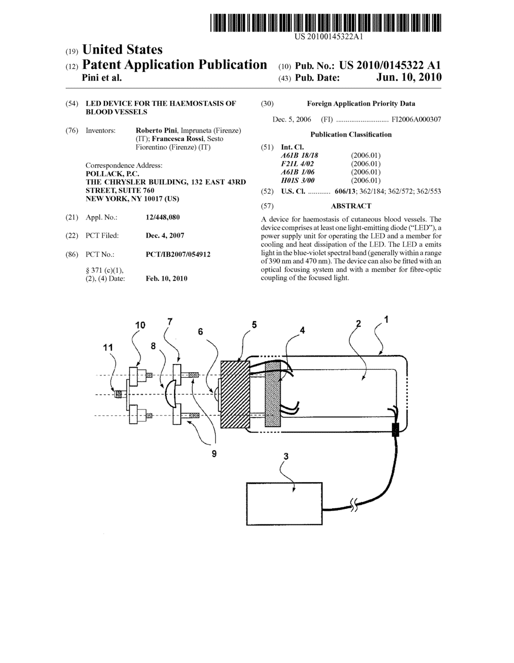 LED DEVICE FOR THE HAEMOSTASIS OF BLOOD VESSELS - diagram, schematic, and image 01