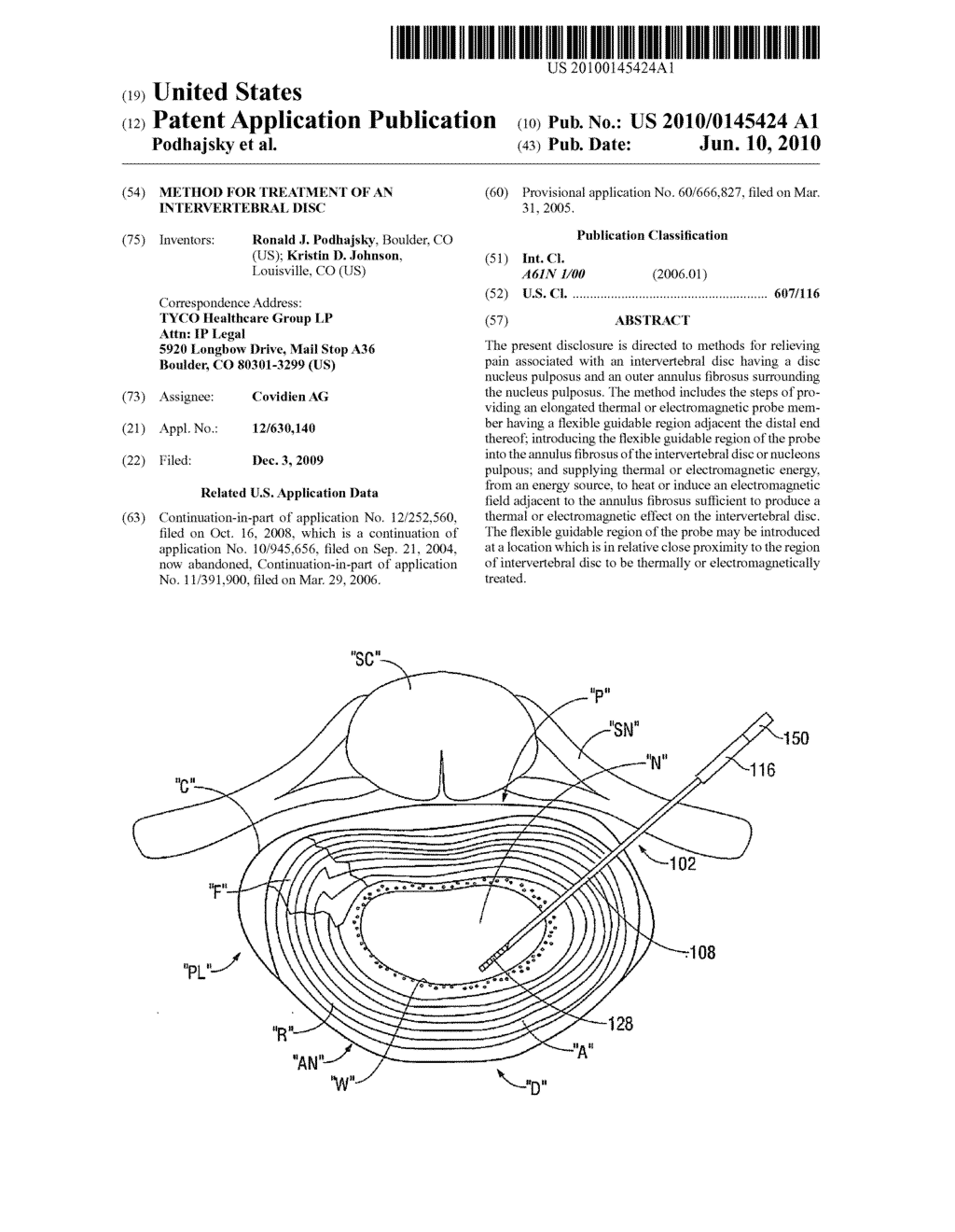 Method for Treatment of an Intervertebral Disc - diagram, schematic, and image 01