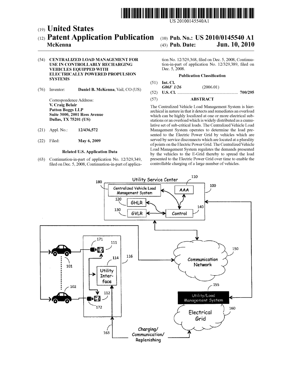 CENTRALIZED LOAD MANAGEMENT FOR USE IN CONTROLLABLY RECHARGING VEHICLES EQUIPPED WITH ELECTRICALLY POWERED PROPULSION SYSTEMS - diagram, schematic, and image 01