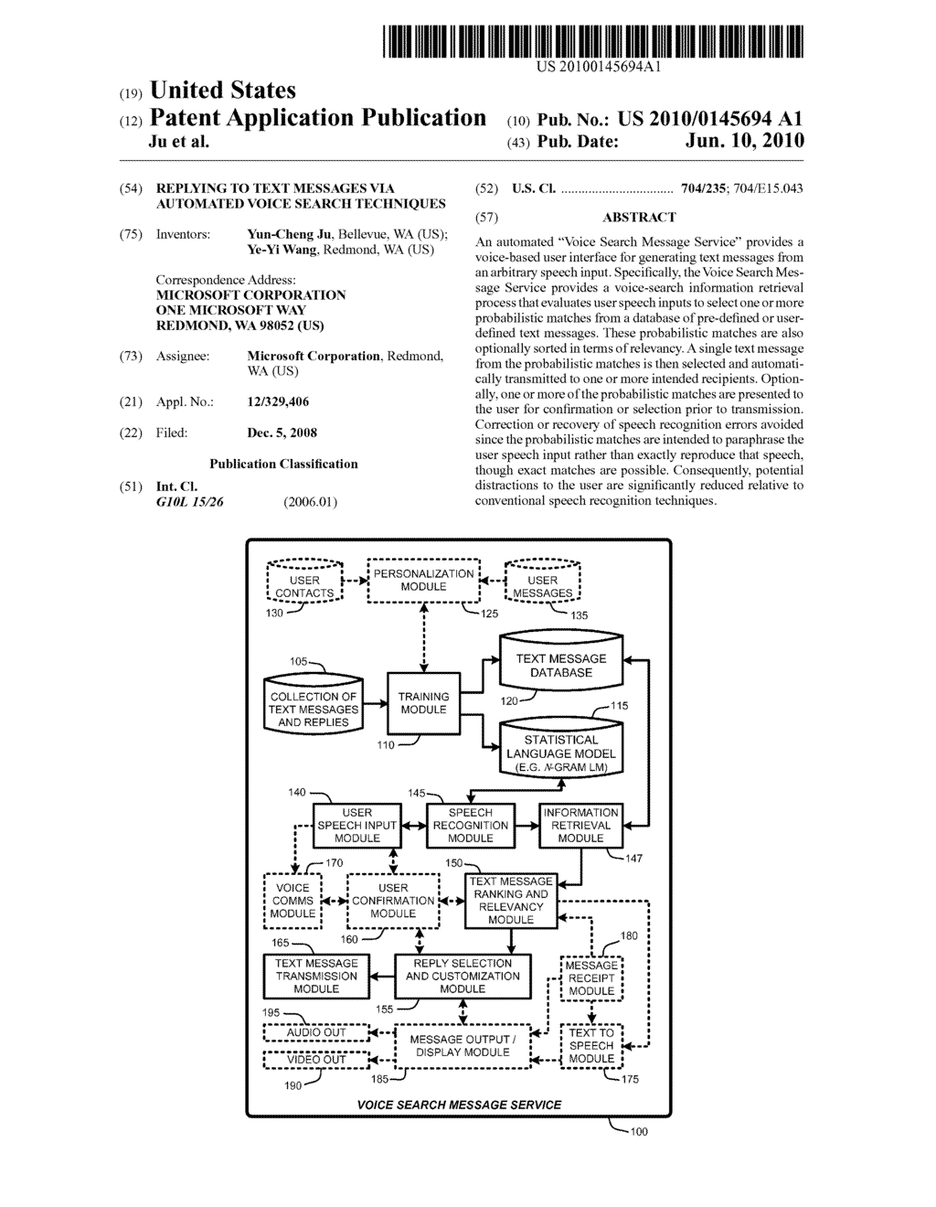 REPLYING TO TEXT MESSAGES VIA AUTOMATED VOICE SEARCH TECHNIQUES - diagram, schematic, and image 01