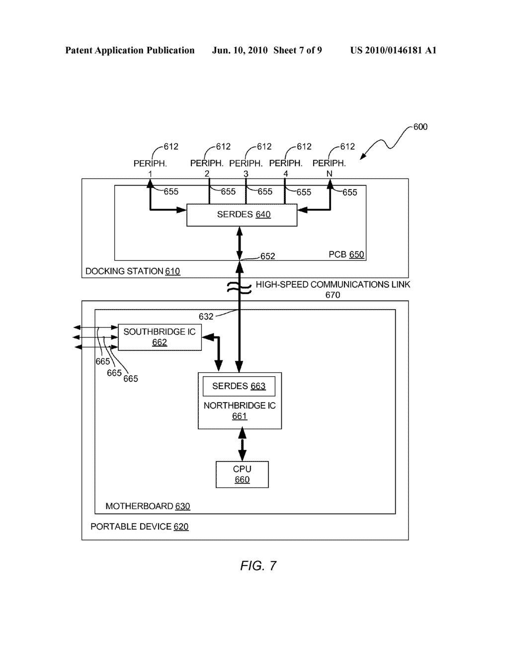 METHOD AND APPARATUS FOR PROVIDING A HIGH-SPEED COMMUNICATIONS LINK BETWEEN A PORTABLE DEVICE AND A DOCKING STATION - diagram, schematic, and image 08