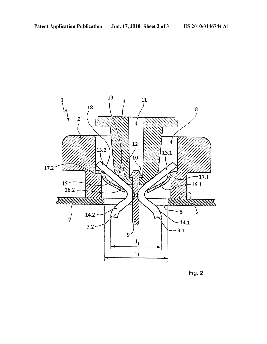 FASTENING DEVICE, IN PARTICULAR FOR HAND GRIPS FOR THE INTERIOR OF THE MOTOR VEHICLE - diagram, schematic, and image 03