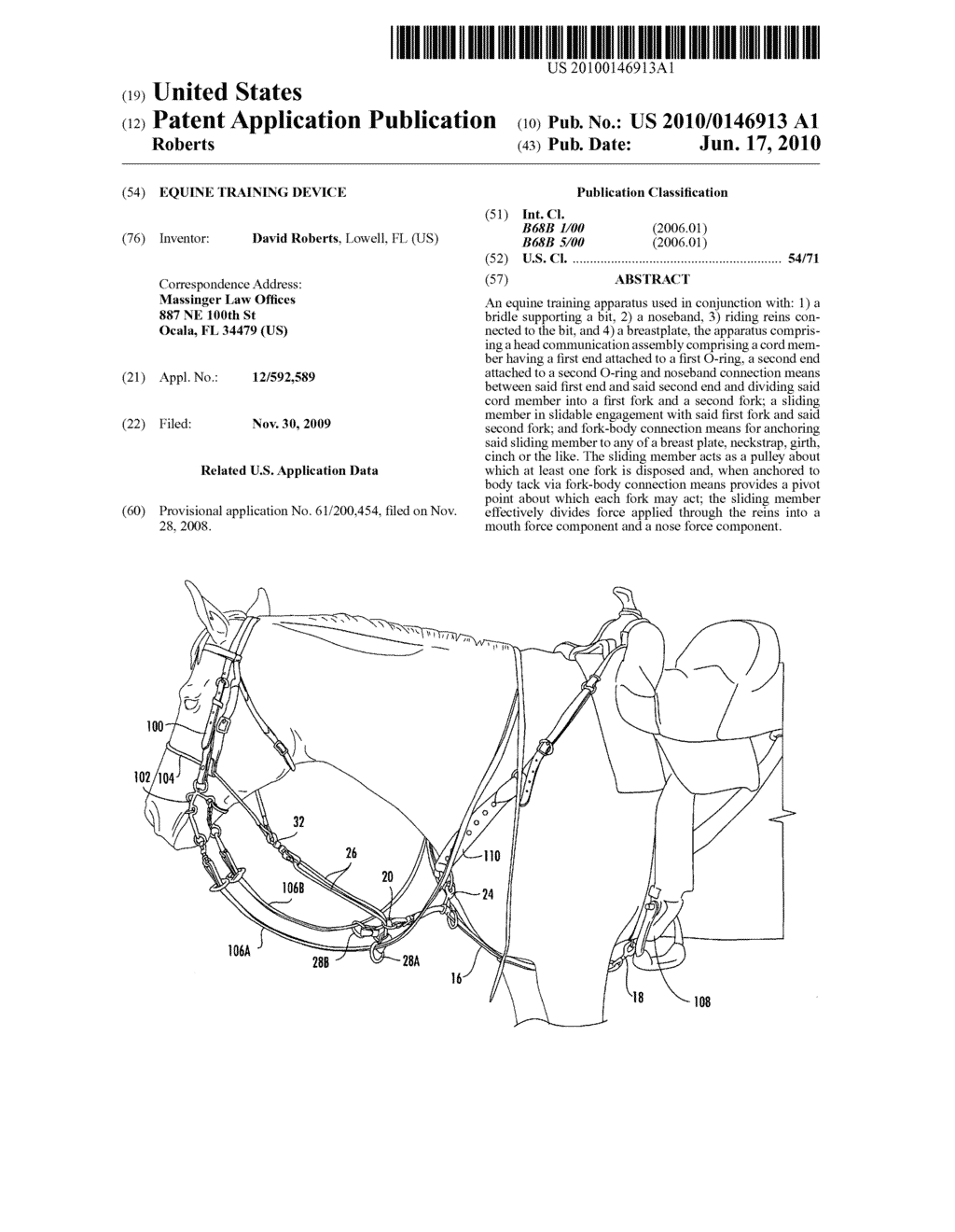 Equine Training device - diagram, schematic, and image 01