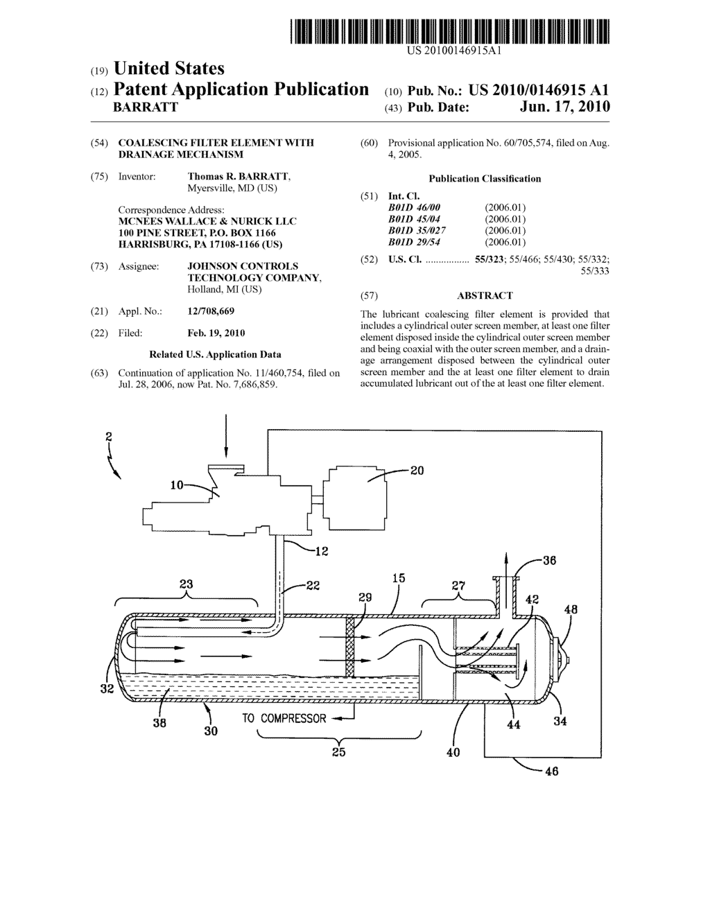 COALESCING FILTER ELEMENT WITH DRAINAGE MECHANISM - diagram, schematic, and image 01