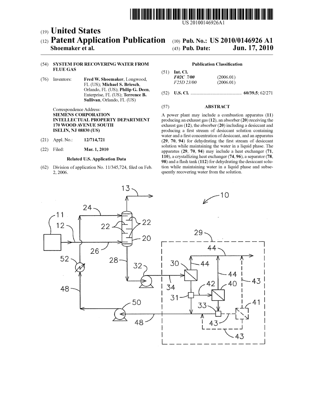 SYSTEM FOR RECOVERING WATER FROM FLUE GAS - diagram, schematic, and image 01