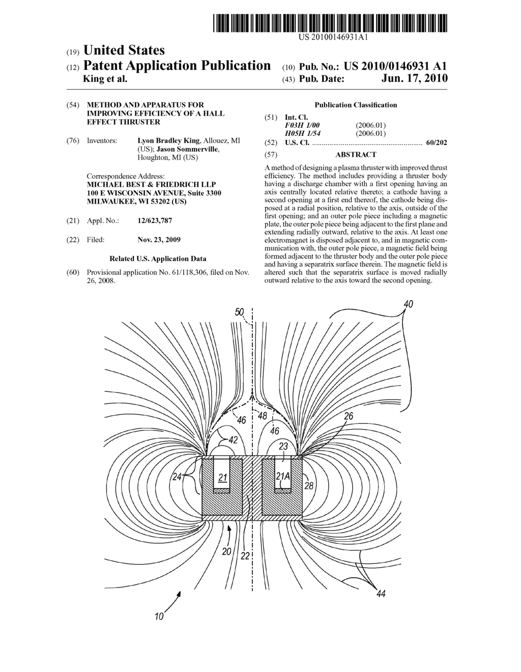 METHOD AND APPARATUS FOR IMPROVING EFFICIENCY OF A HALL EFFECT THRUSTER - diagram, schematic, and image 01