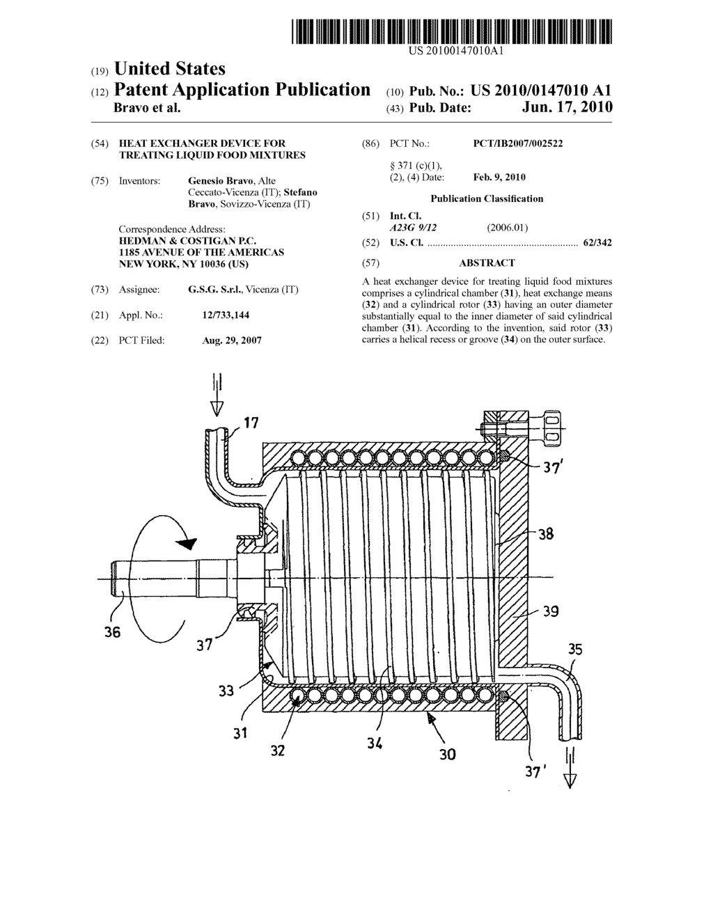 HEAT EXCHANGER DEVICE FOR TREATING LIQUID FOOD MIXTURES - diagram, schematic, and image 01