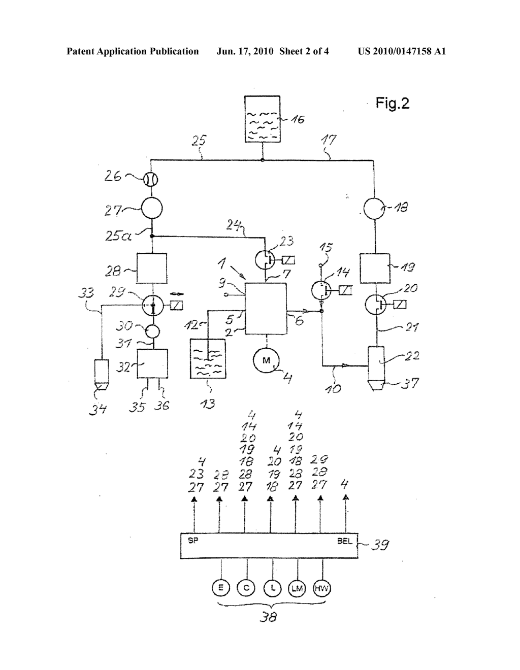 Multi-path valve arrangement in a beverage making unit - diagram, schematic, and image 03