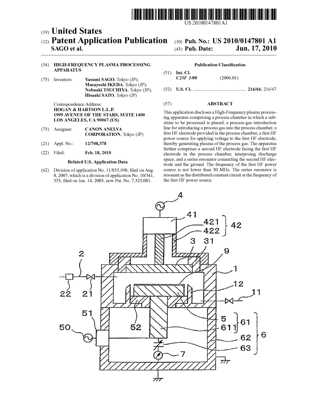 High-Frequency Plasma Processing Apparatus - diagram, schematic, and image 01