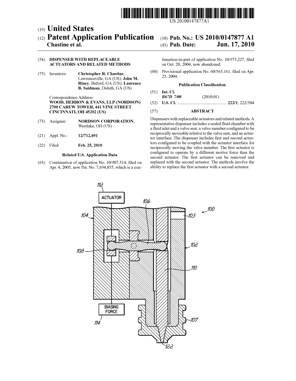 DISPENSER WITH REPLACEABLE ACTUATORS AND RELATED METHODS - diagram, schematic, and image 01