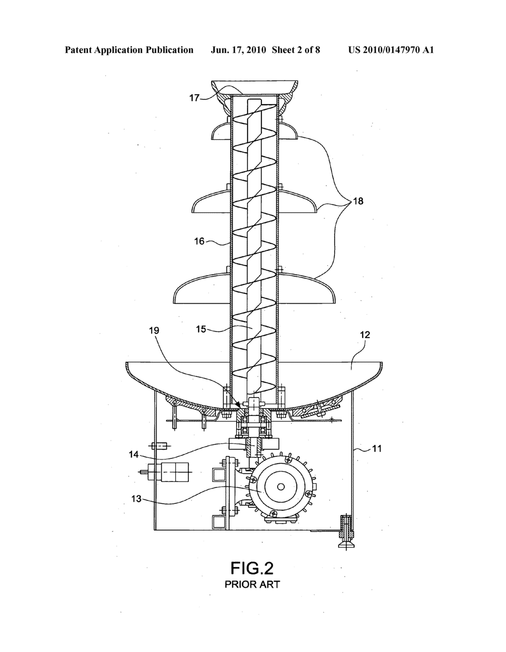 Leakproof arrangement of a chocolate fountain - diagram, schematic, and image 03