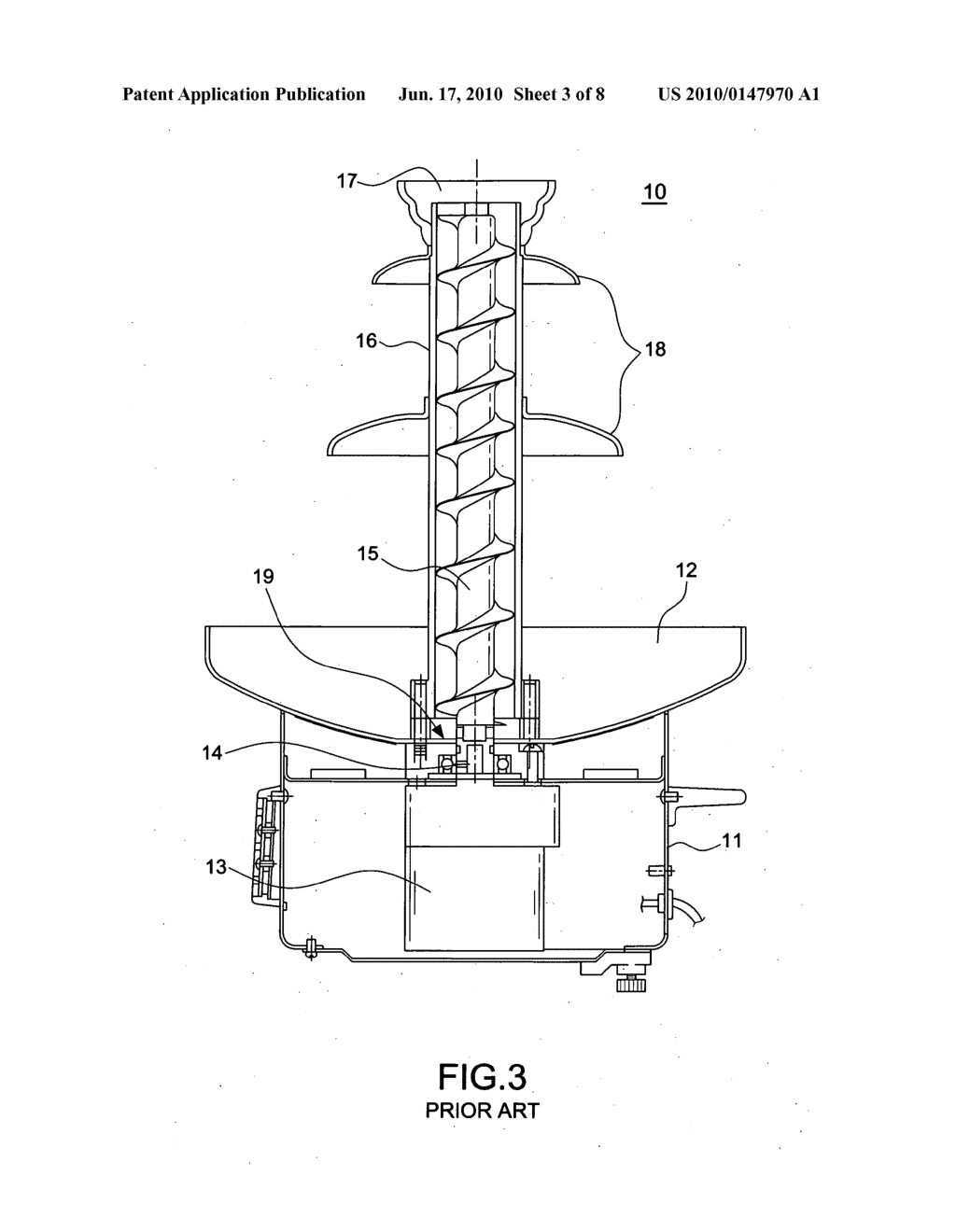 Leakproof arrangement of a chocolate fountain - diagram, schematic, and image 04