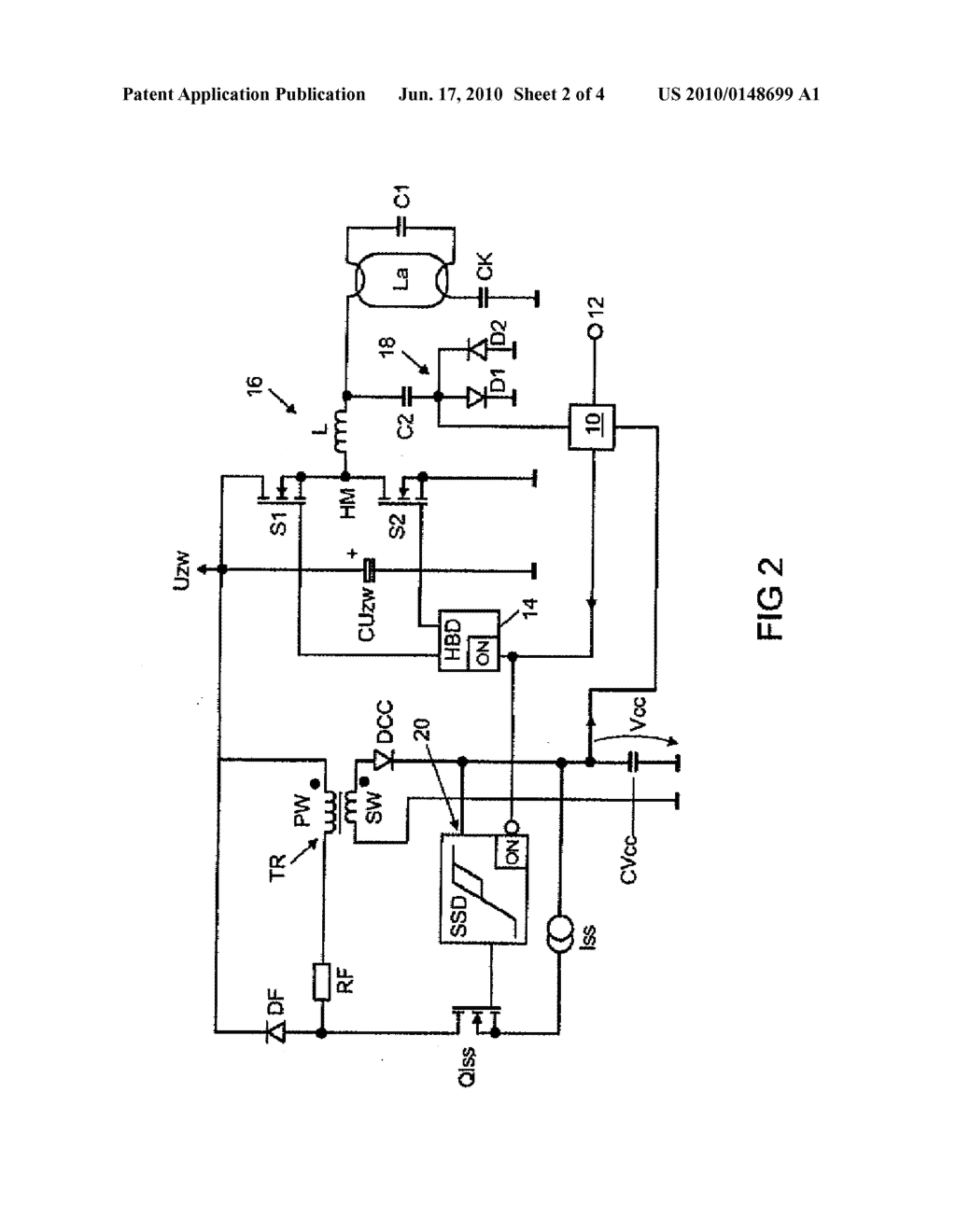 CIRCUIT CONFIGURATION FOR OPERATING AT LEAST ONE DISCHARGE LAMP AND METHOD FOR GENERATING AN AUXILIARY VOLTAGE - diagram, schematic, and image 03