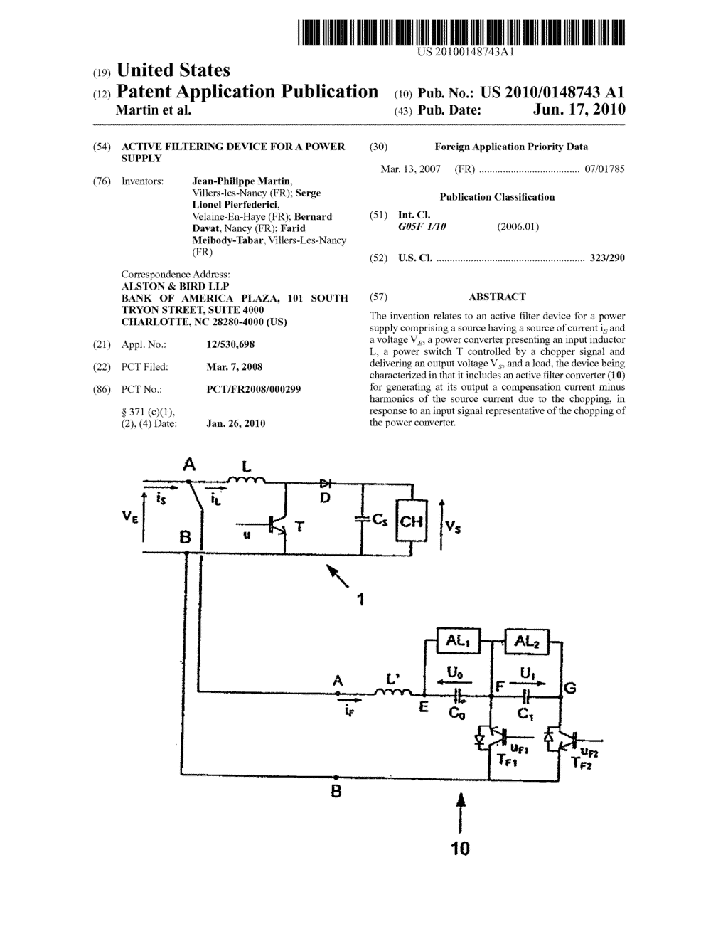 ACTIVE FILTERING DEVICE FOR A POWER SUPPLY - diagram, schematic, and image 01