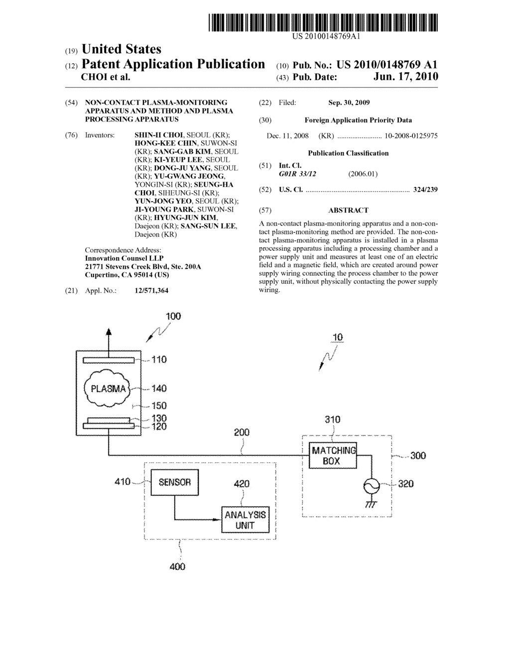 NON-CONTACT PLASMA-MONITORING APPARATUS AND METHOD AND PLASMA PROCESSING APPARATUS - diagram, schematic, and image 01